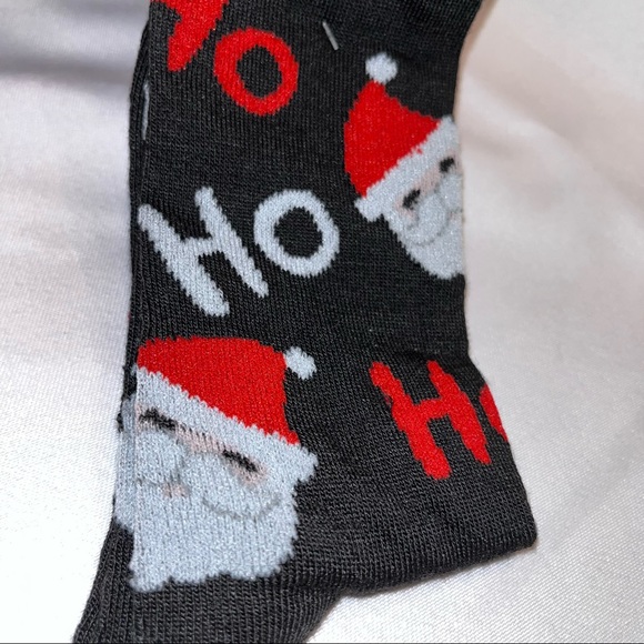 Novelty Socks Womens Girls Shoe Sz 4-10 Festive Santa Claus Ho Ho Ho Knee Highs - Picture 3 of 8